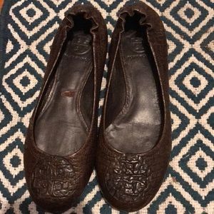 New Authentic Tory Burch Crocodile Reva Flats